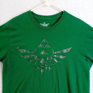 Nintendo Legend of Zelda Triforce Symbol Large T-Shirt‎ Green Cotton